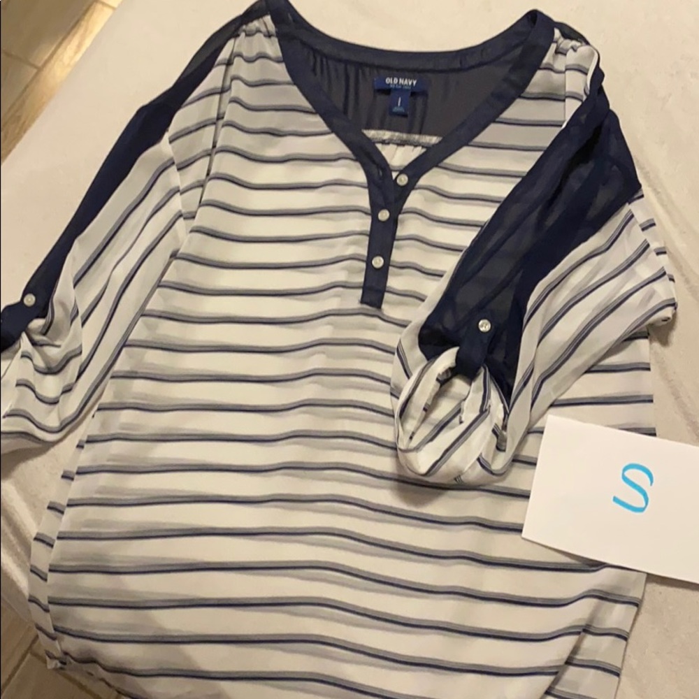 White and Navy stripped blouse